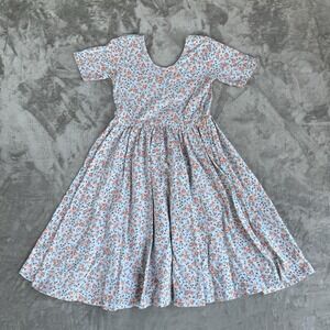 Alice + Ames Girls Dress Size 10 Floral Print Short Sleeve Cotton Spandex Teal